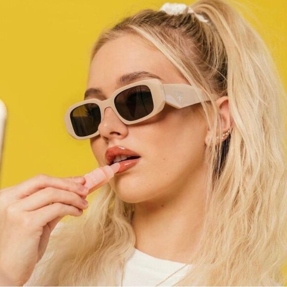 Prada Purple Brown Rectangular Ladies Sunglasses - Picture 2 of 2